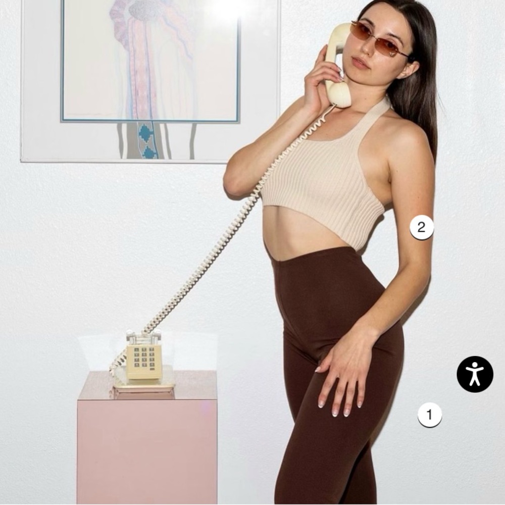 LOS ANGELES APPAREL PONTE FLARE LEGGINGS XS MOCHA - Picture 2 of 7